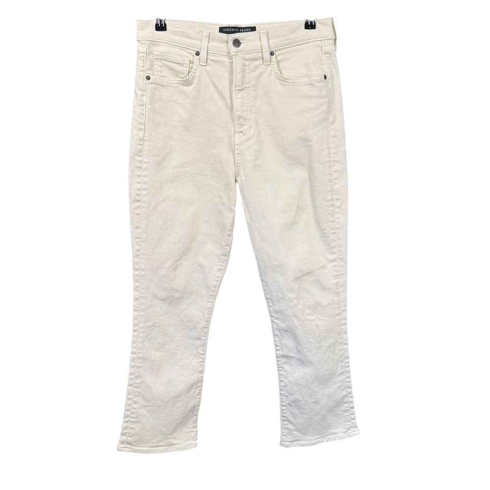 Veronica Beard Carly Kick Flare High Rise Jeans White Ivory Size 30 - Picture 1 of 11